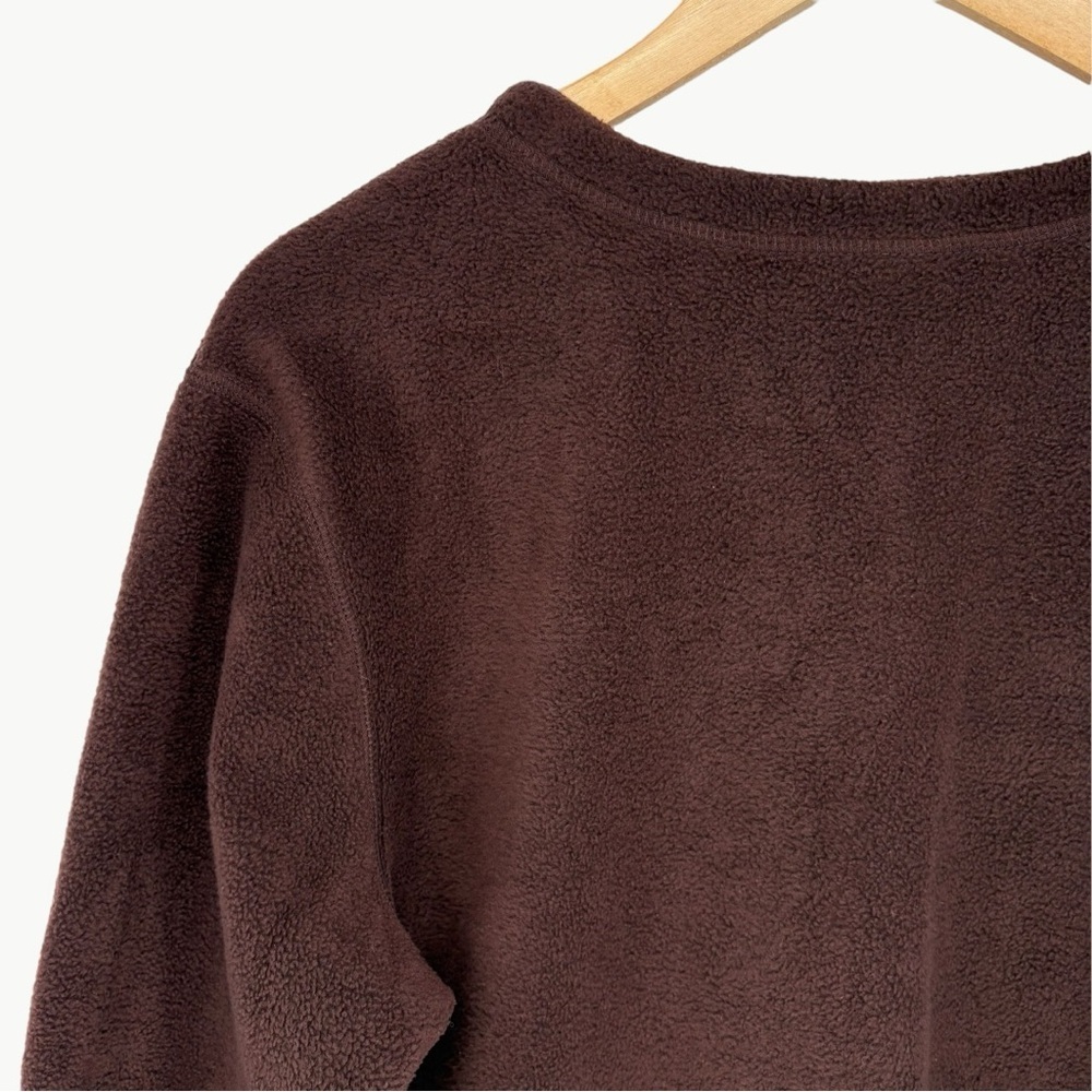 Vintage Maggie Embroidered Fleece Cardigan Size Large Brown 90s Cottagecore - Picture 8 of 9